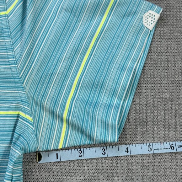 Puma Mens Polo Top Sz L Turquoise Short Sleeve Striped Dry Cell Golf Active Tee - Picture 11 of 13